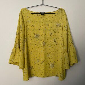 EUC XL Ann Taylor Factory 3/4 Sleeve Blouse in Yellow/Black